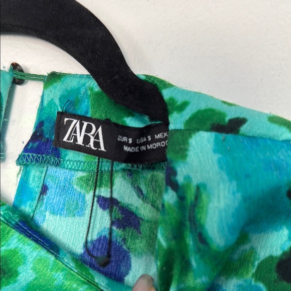 Zara Floral Green and Blue Dress - Picture 4 of 5